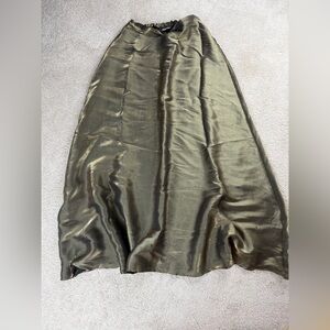 Notations Floor Length Cocktail Evening Green Gold Taffeta Skirt 90s Y2K Size M